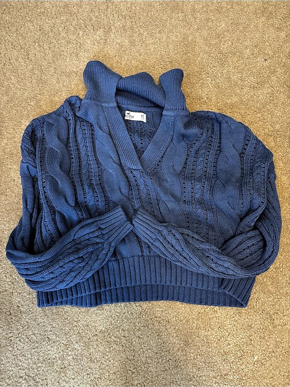 Hollister Cable Knit Cardigan in Blue Size XL